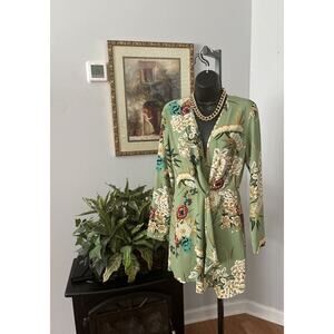NWT Pretty Little Thing Green Floral Long Sleeve Mini Shirt Dress Women's Size 2